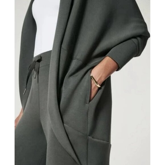 Spanx Airluxe Green Cocoon Open Front Cardigan M/L Modal Blend Lightweight Cozy - Picture 2 of 5